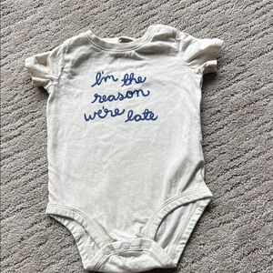 Carter's Cream Bodysuit with Blue Script